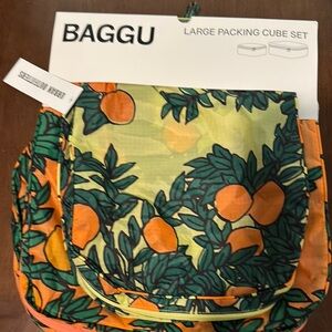BAGGU Large Packing Cube Set NWT Orange Trees
